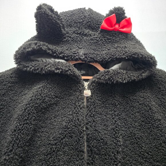 NWOT DOLLS KILL HELLO KITTY Keep it Cute Teddy Fur Jacket Size L - Picture 4 of 6